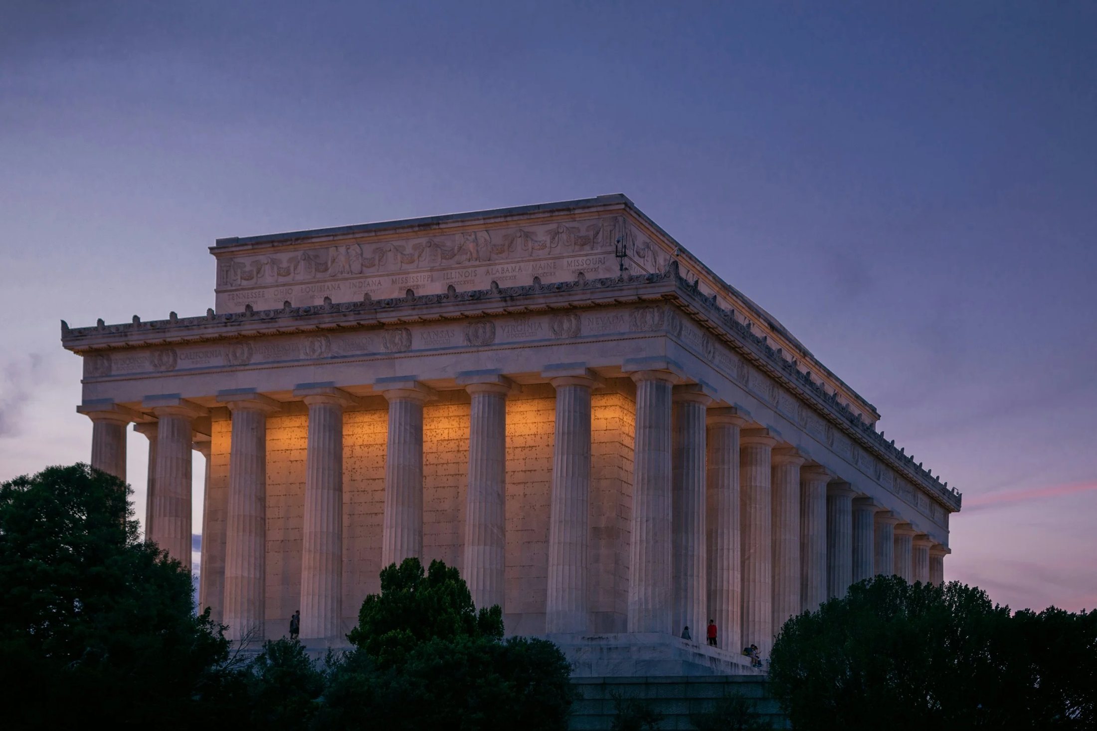 The Lincoln Memorial at dusk